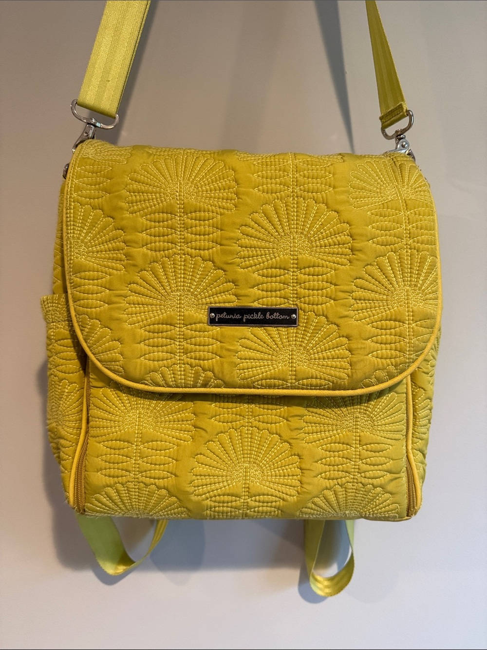 Petunia Pickle Bottom Sunflower Yellow Quilted Convertible Backpack